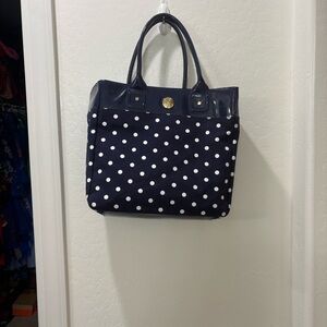 Tommy Hilfiger Navy and White Polka Dot Tote